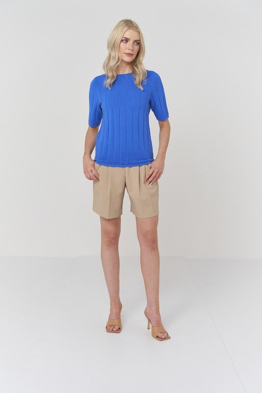 Ottoman Rib Tee - Azure