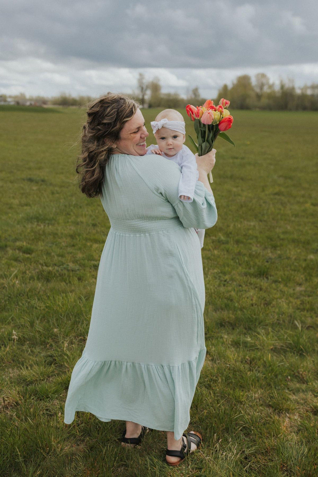 Eliza Maternity and Nursing Dress - Sage Eliza Maternity and Nursing Dress - Sage