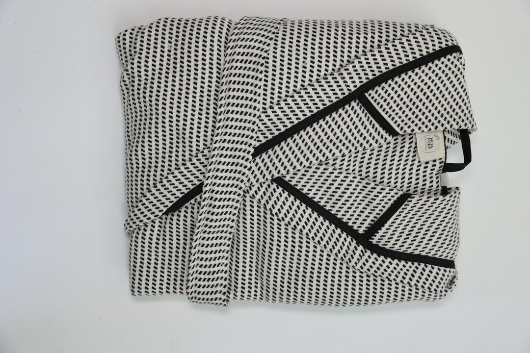 Cotton White & Black Bathrobe