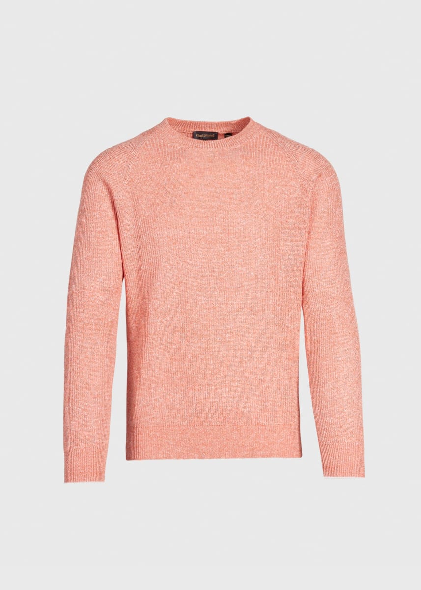 Cotton & Linen Mélange Crewneck Sweater - Papaya