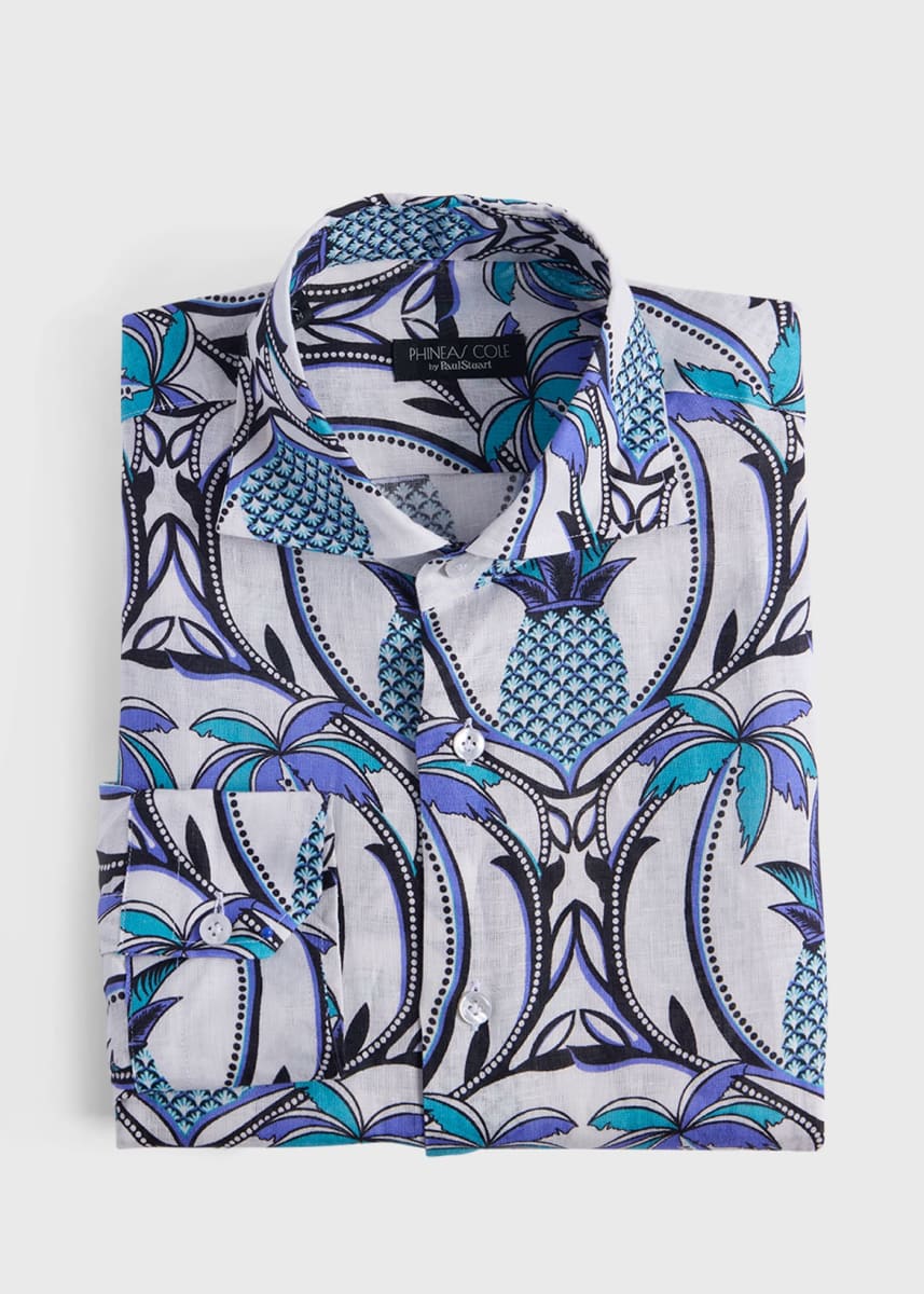 Phineas Cole Printed Linen Sport Shirt - Lavender