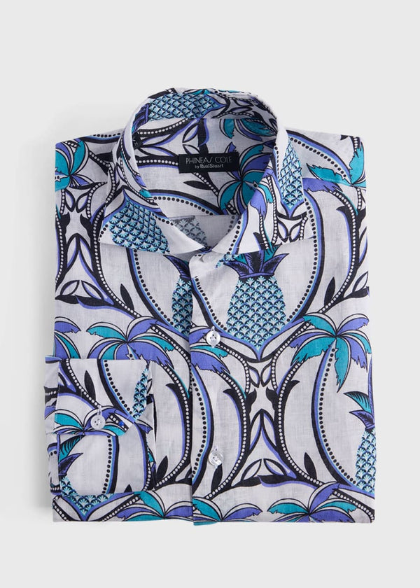 Phineas Cole Printed Linen Sport Shirt - Lavender