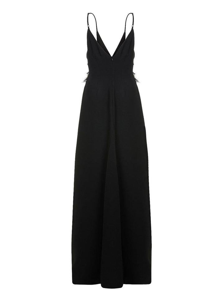 Feathered Slit Dress - Black