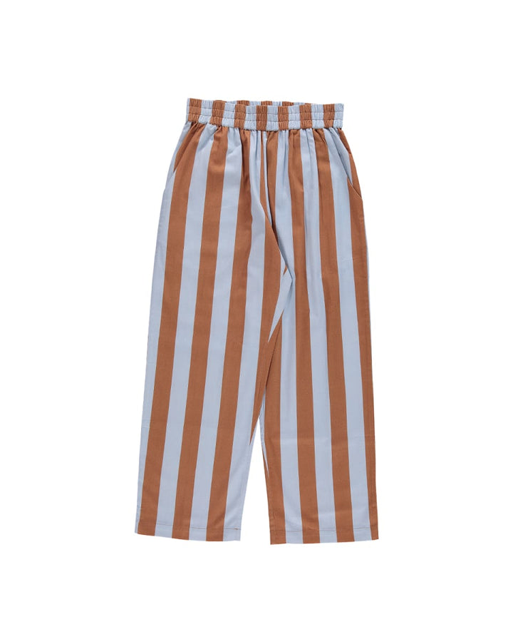 Hand Printed 'Seema' Pants - Blue And Brown Stripes