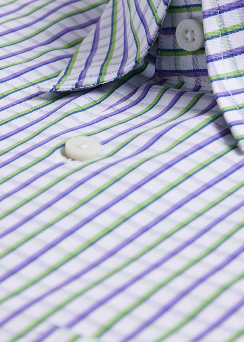 Cotton Tattersall Sport Shirt - Purple/Green