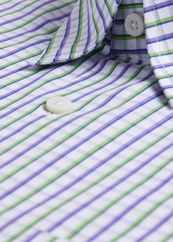 Cotton Tattersall Sport Shirt - Purple/Green