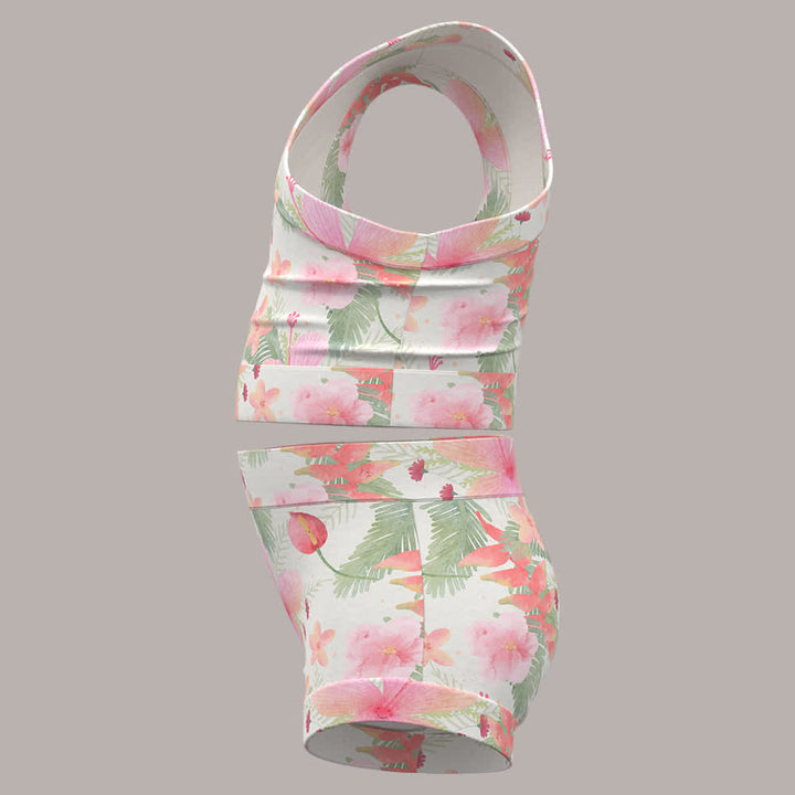 Tropical Flowers Bummies + Shoulder Tank - Tropical Flowers
