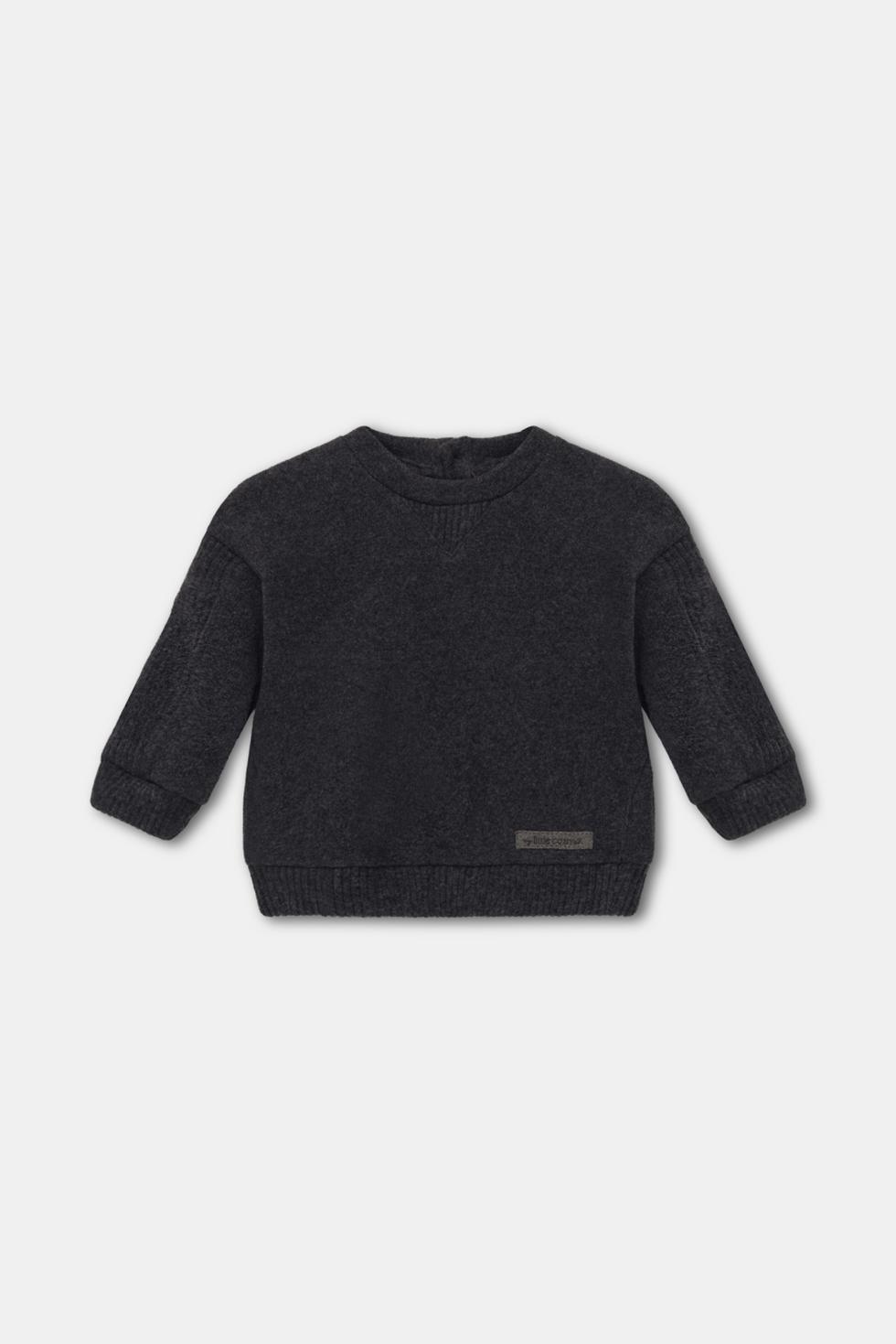 Dark grey organic knit baby sweater - Dark grey