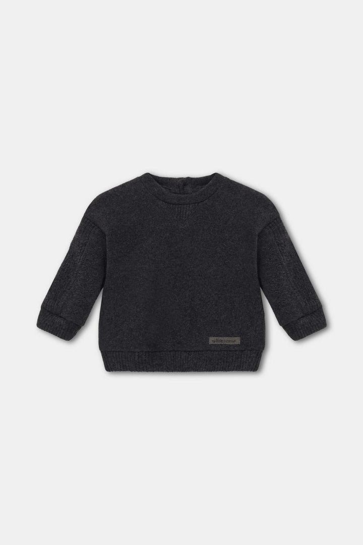 Dark grey organic knit baby sweater - Dark grey