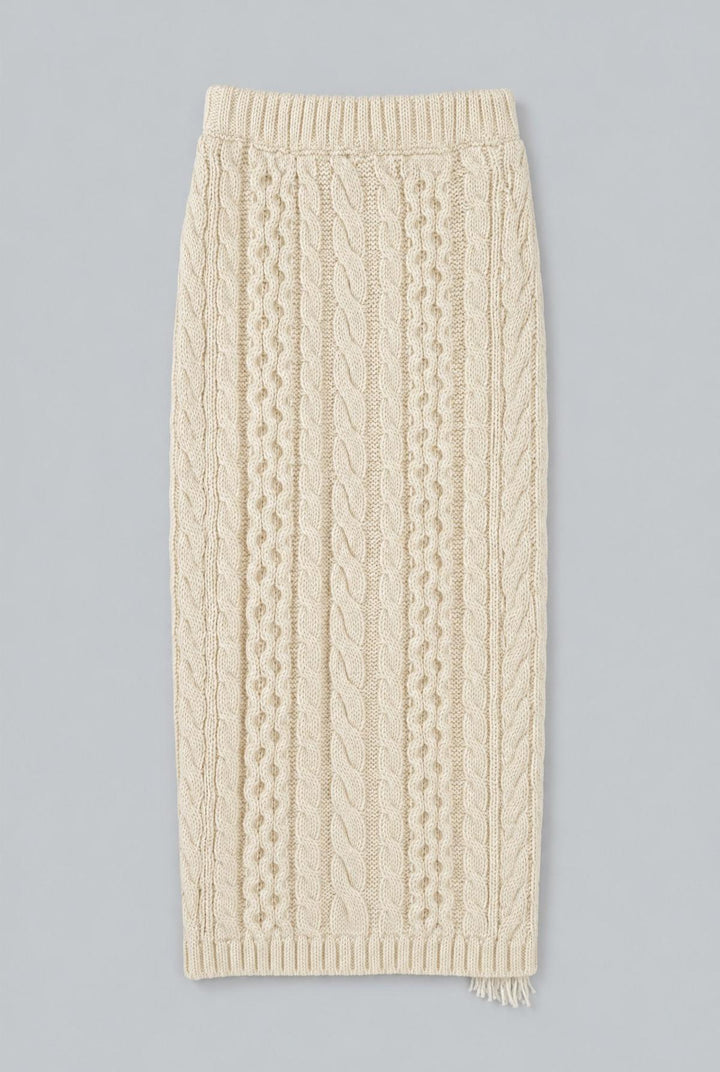 Cableknit Sweater Skirt - Ivory