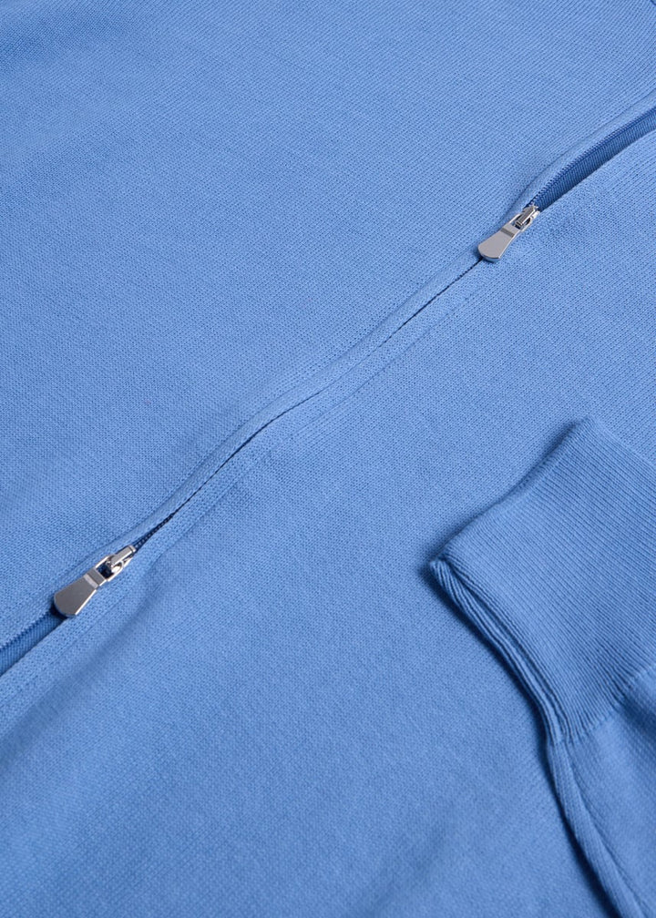 Cotton Double Zip Cardigan - Blue