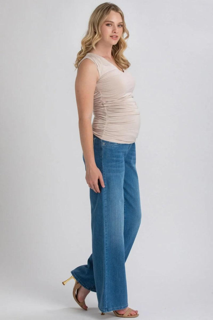WIDE LEG WA02 Wide Leg Maternity Jeans - Medium Light St