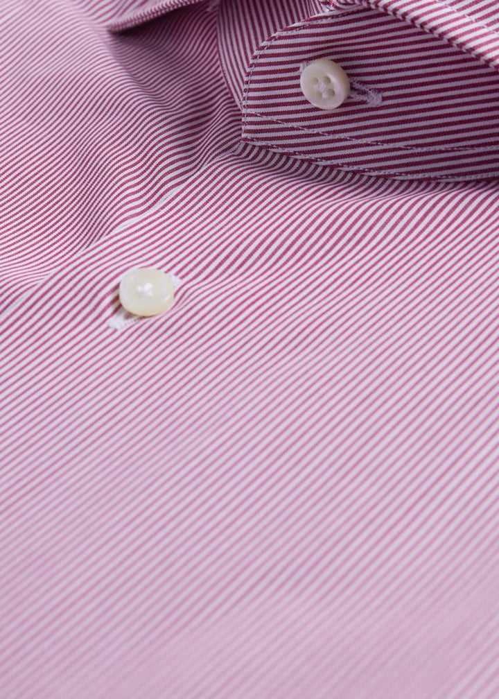 Phineas Cole Stripe Cotton Dress Shirt - Wine