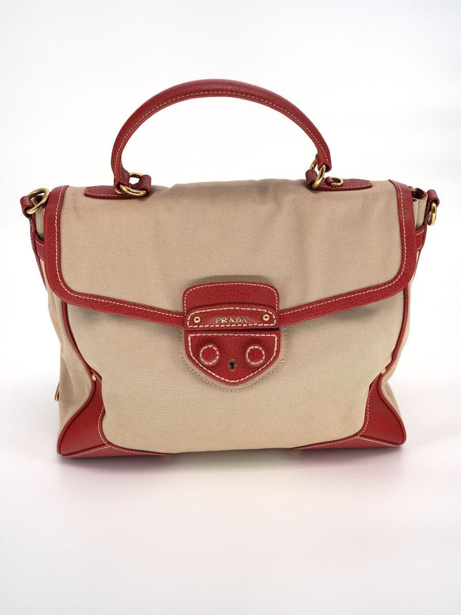 Pre-Owned Prada Canvass Cinghiale with Trimmed Canapa Handles