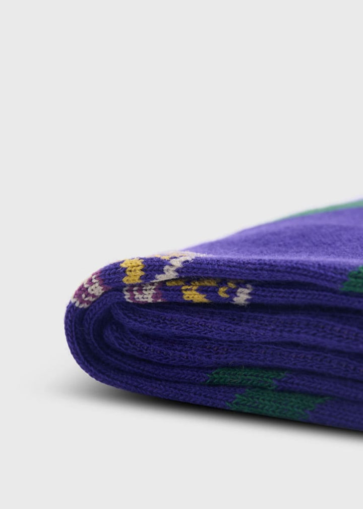 Cotton Crest Motif Sock - Violet