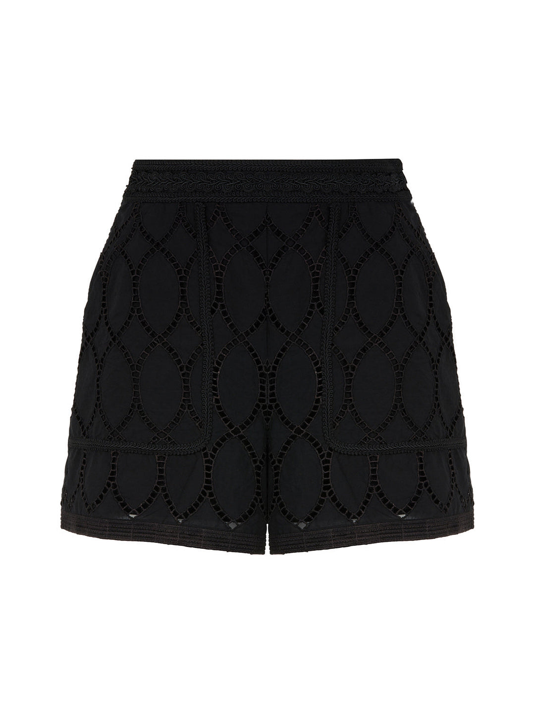 Embroidered Wide-Leg Shorts - Black