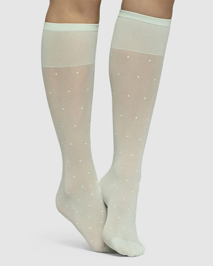 Doris Dots Knee-Highs - Light Green