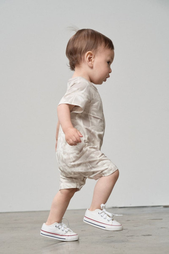 Palm Print Shortie Romper - Frost