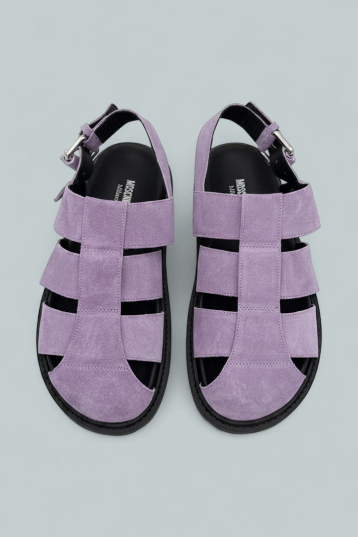 Suede Flat Sandals - Lilac