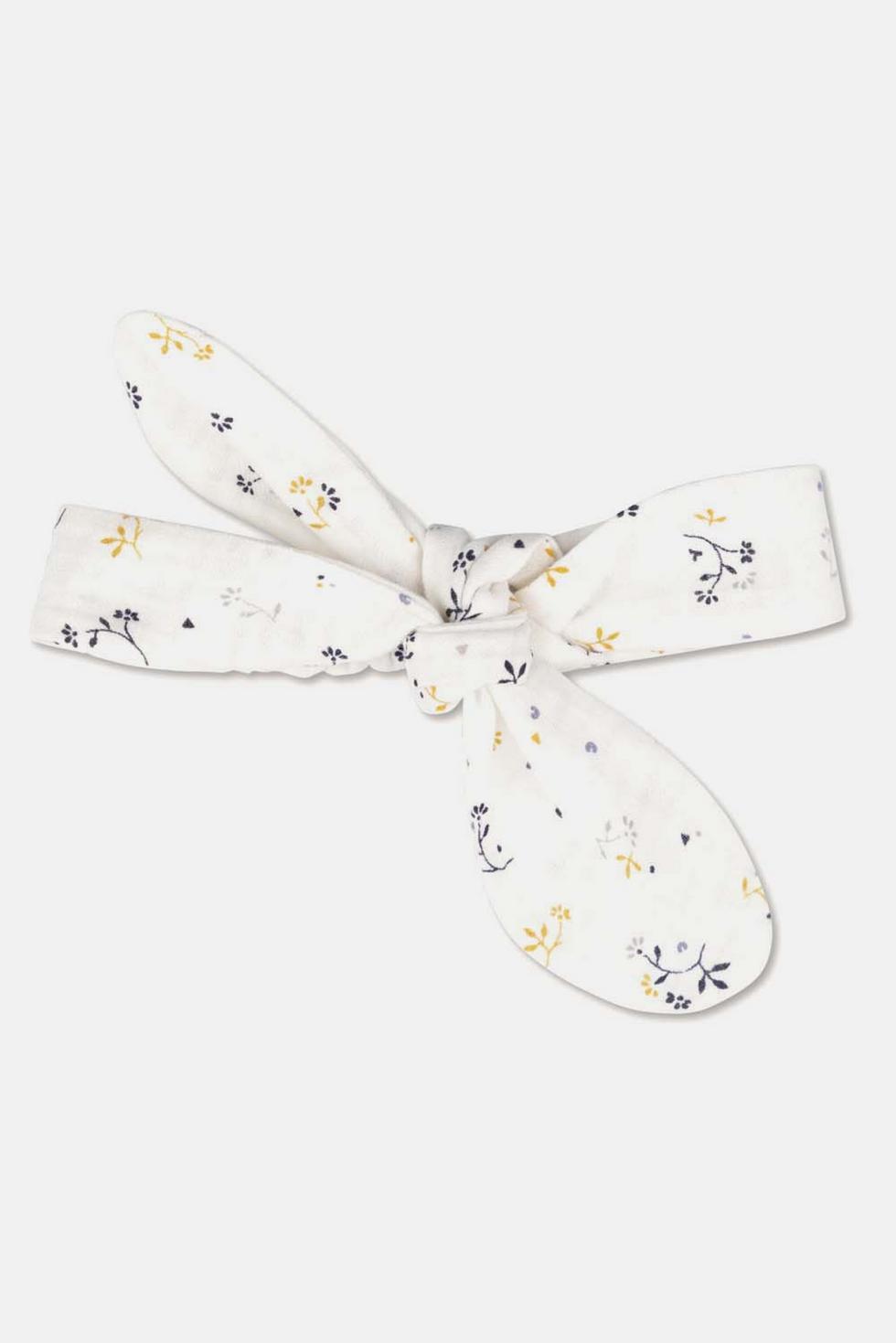 Muslin floral baby hairband - Ivory