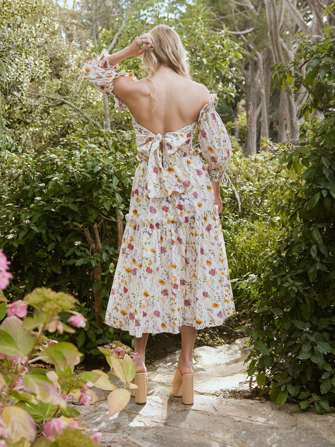 Lucile Ruffled Midi Skirt - Alabaster Multicolor Floral