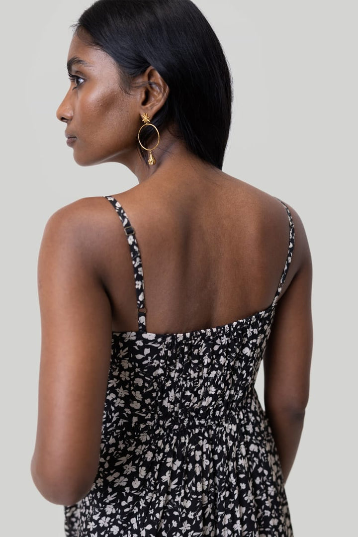 Ruched Strappy Mini Dress - Monochrome Medley