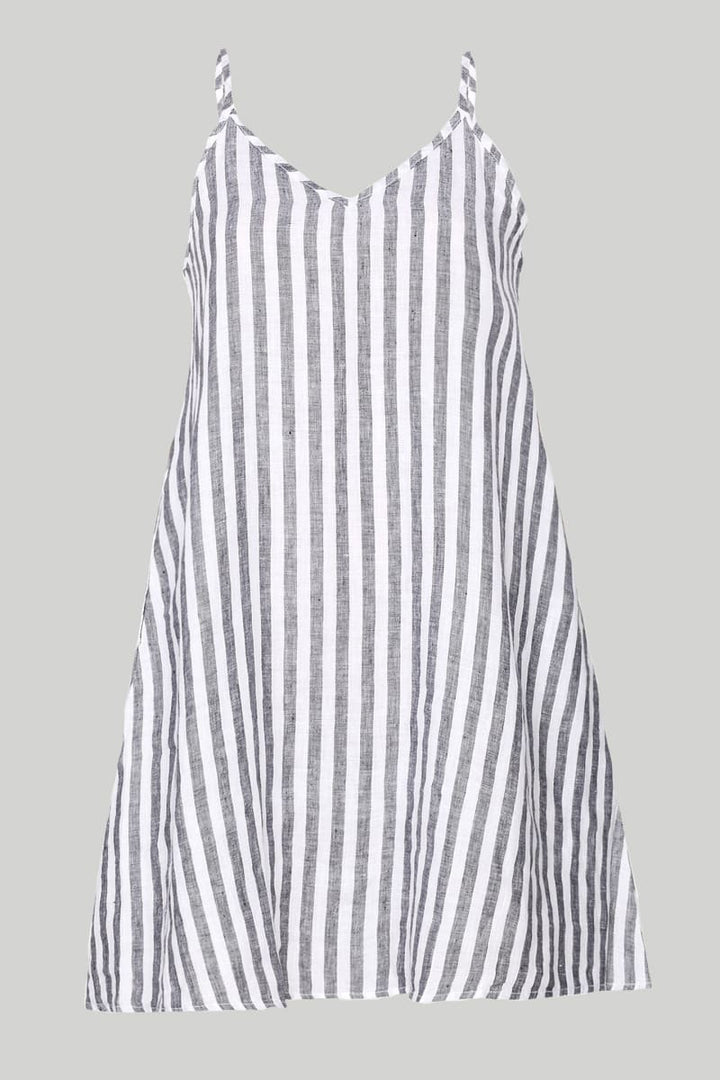 Short Tent Dress - Striped Linen