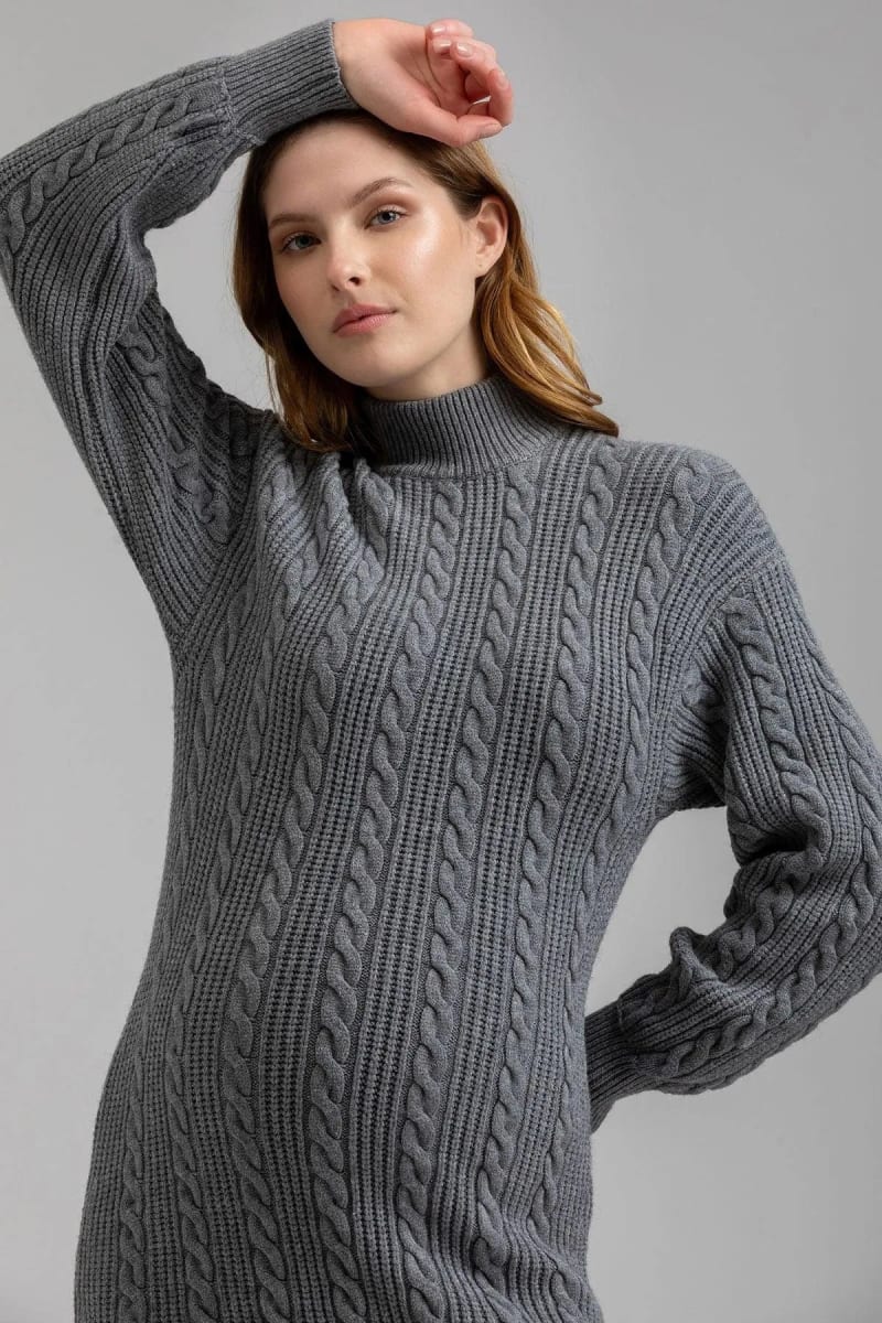 ELETTRA Maternity Dress With Tricot Knit - Antrachite Mel