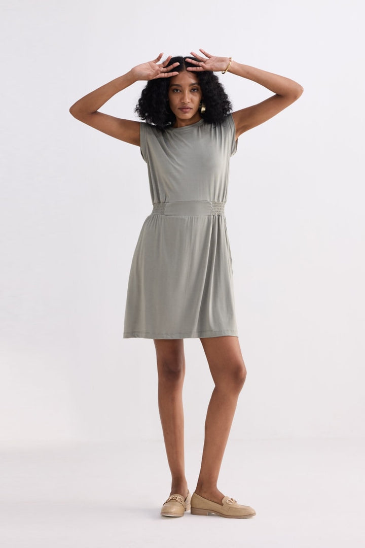 Short Dress With Smocking Side Detail - Frost & Mist
