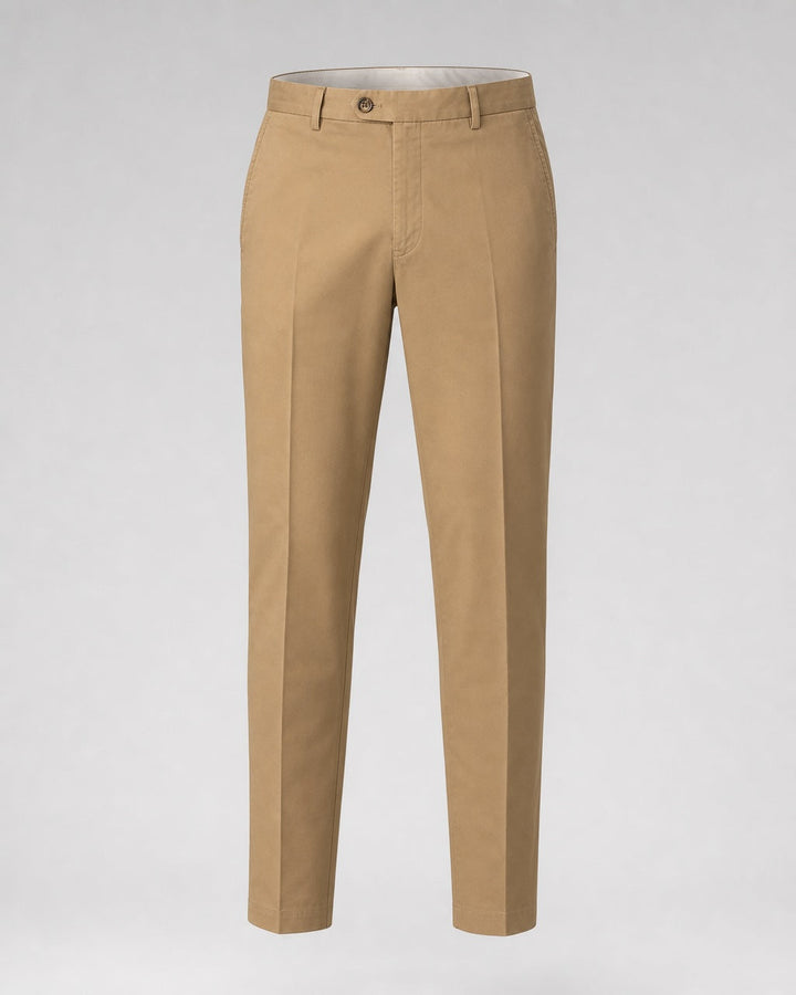 Brushed Cotton Plain Front Newton Pant - Khaki