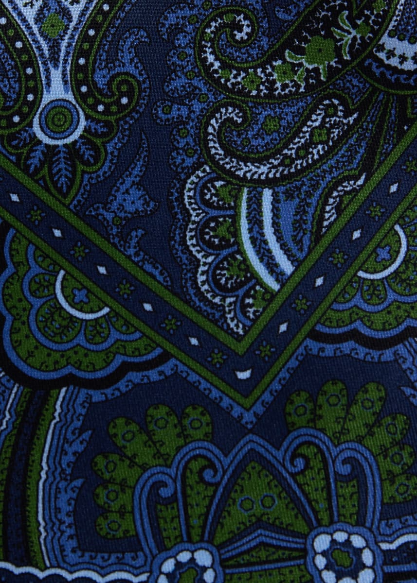 Paisley Print Pocket Square - Olive
