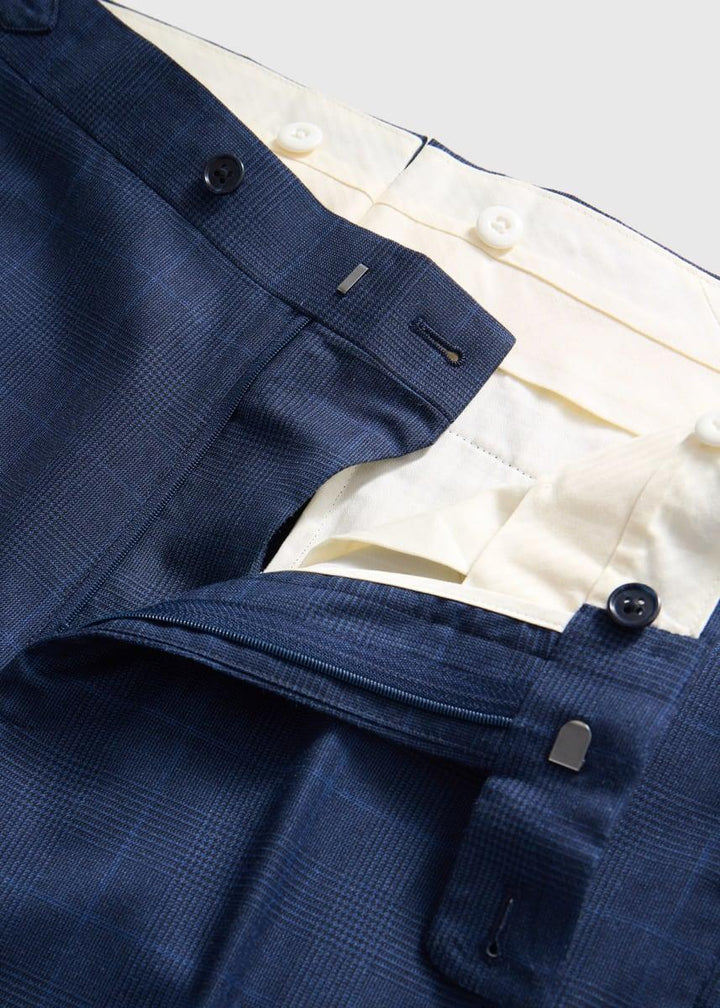 Wool & Silk Tonal Plaid Suit - Mid Blue
