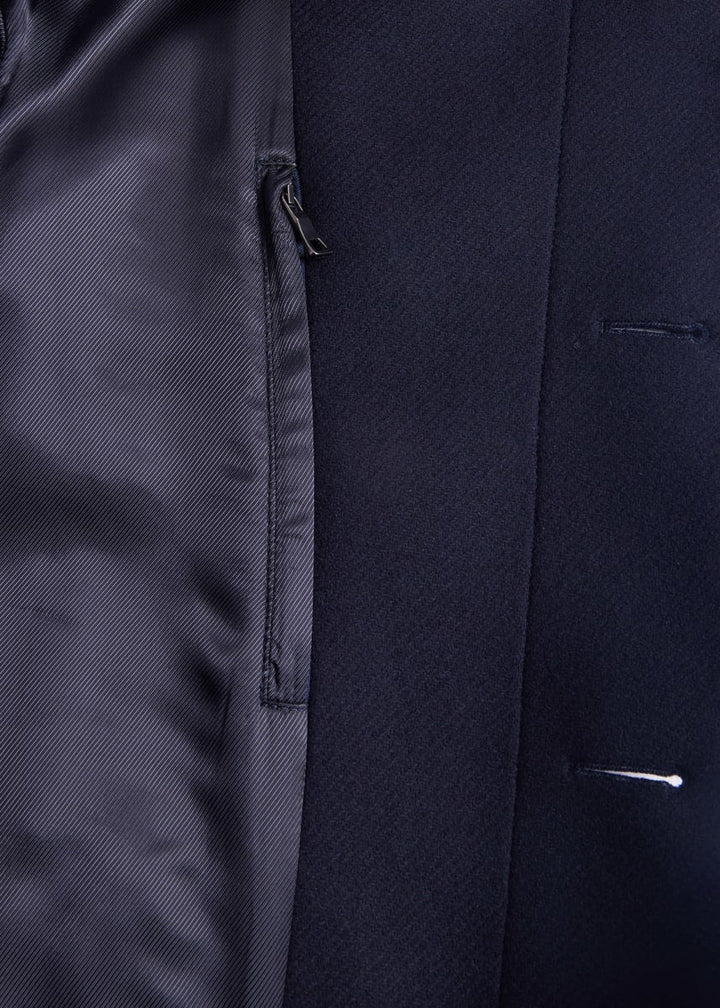 Wool Mid-Length Coat - Navy