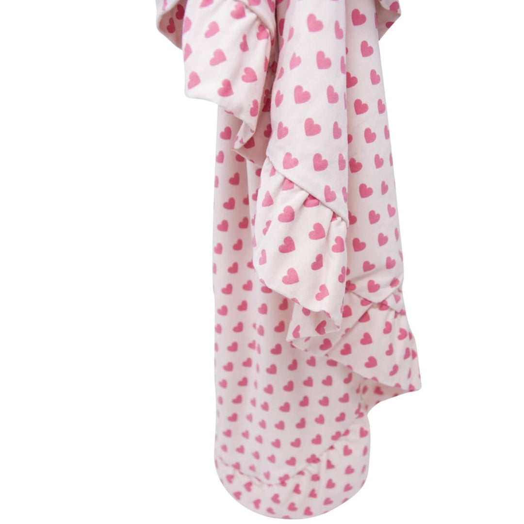 Ruffle Blanket - Pink Hearts