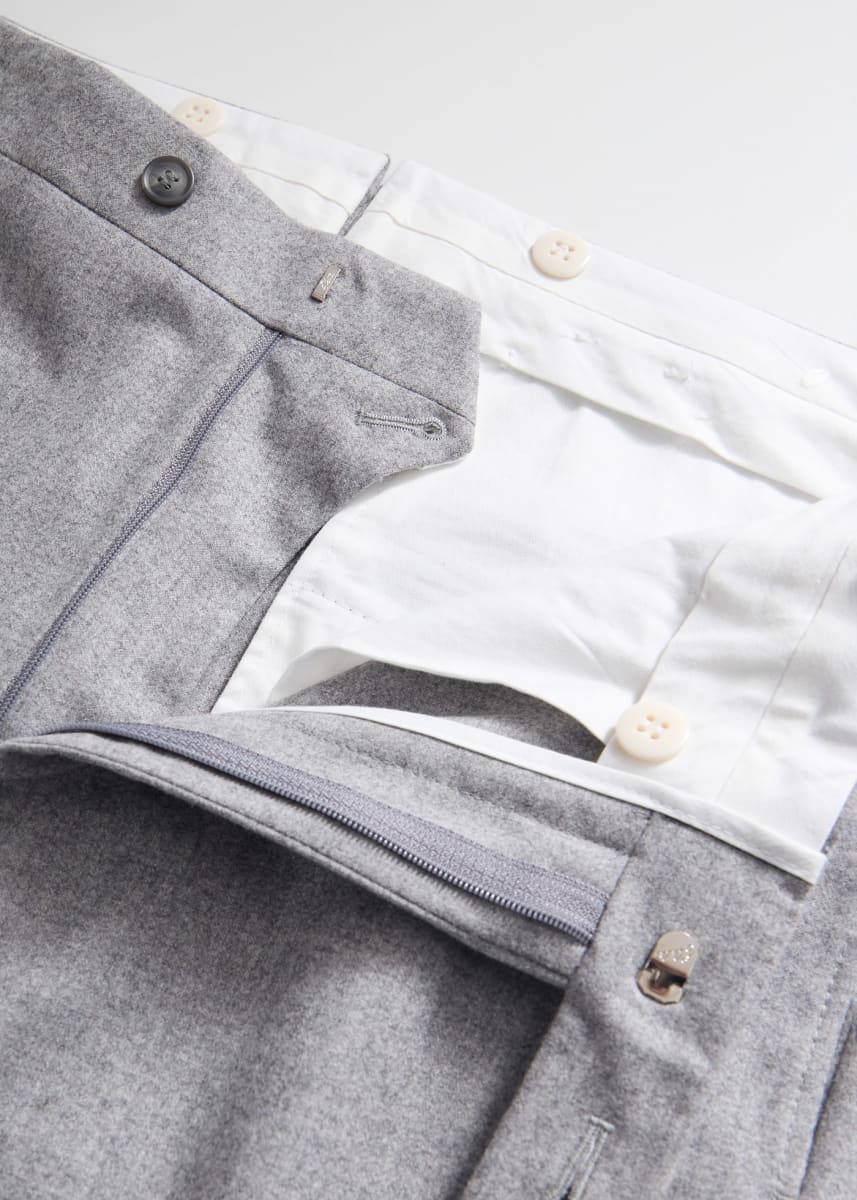 Wool Flannel Trouser - Light Grey