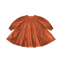 Girls Special Occasion Layered Organza Dress - Rust