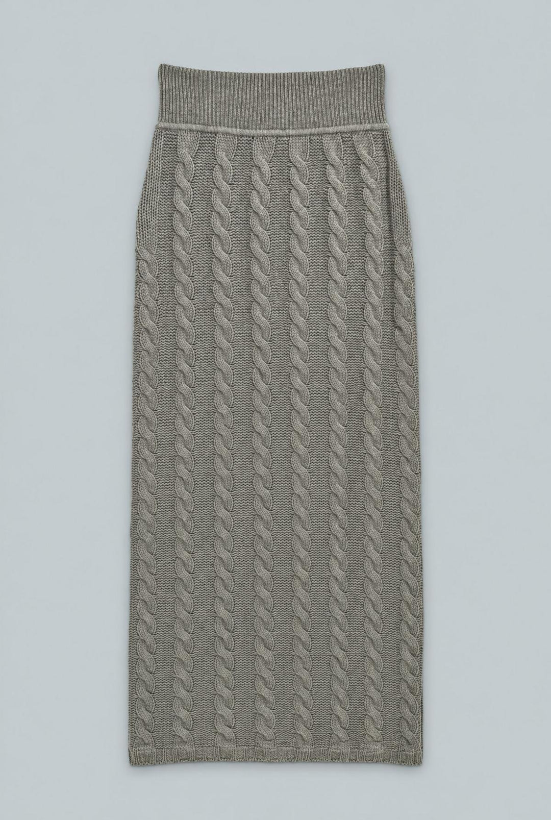 High Waisted Cable Knit Skirt - Gray
