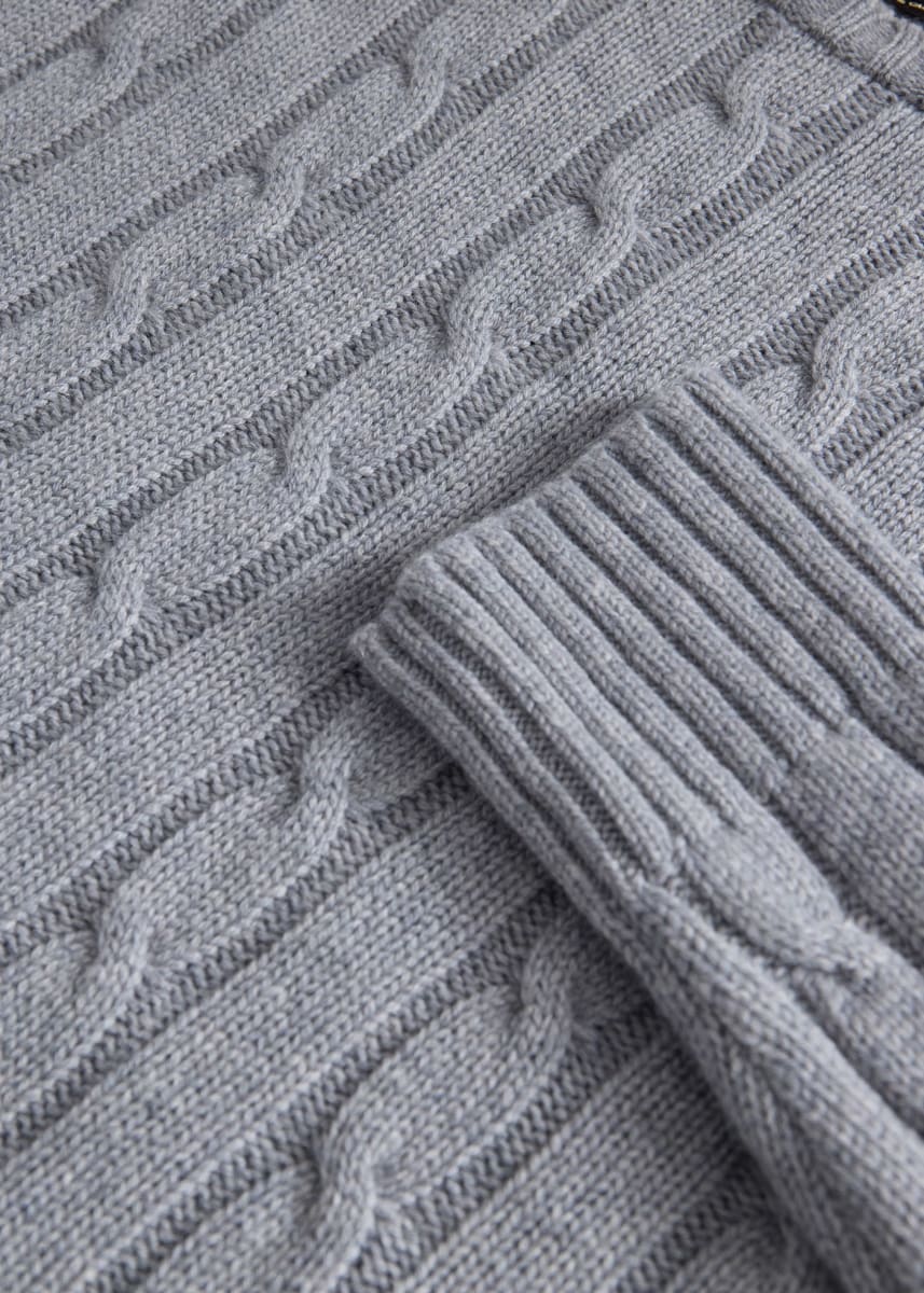 Cashmere Cable Crewneck Pullover - Grey