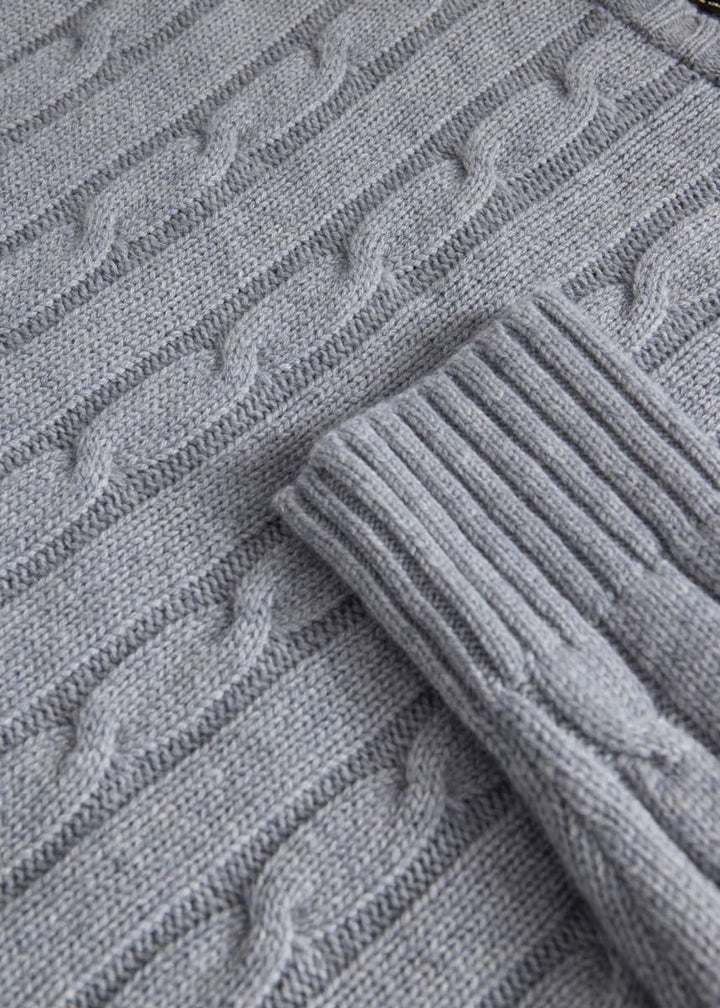 Cashmere Cable Crewneck Pullover - Grey