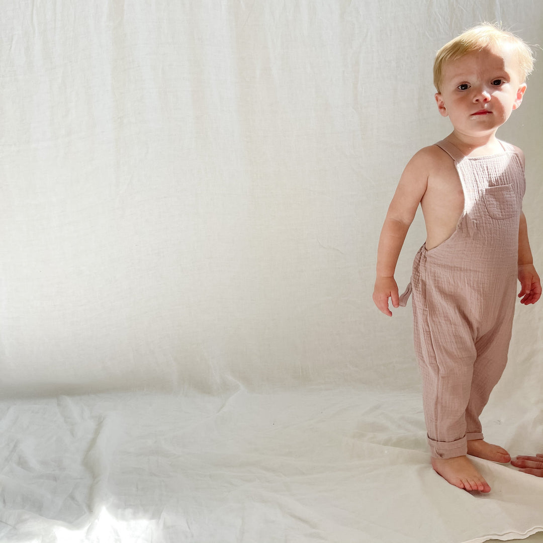 Cross Back Overall - Blush