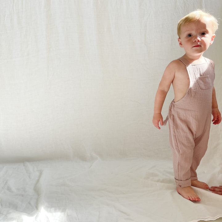 Cross Back Overall - Blush