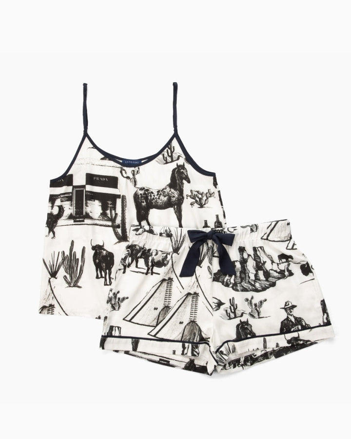 Marfa Toile Cami Shorts Set - Black