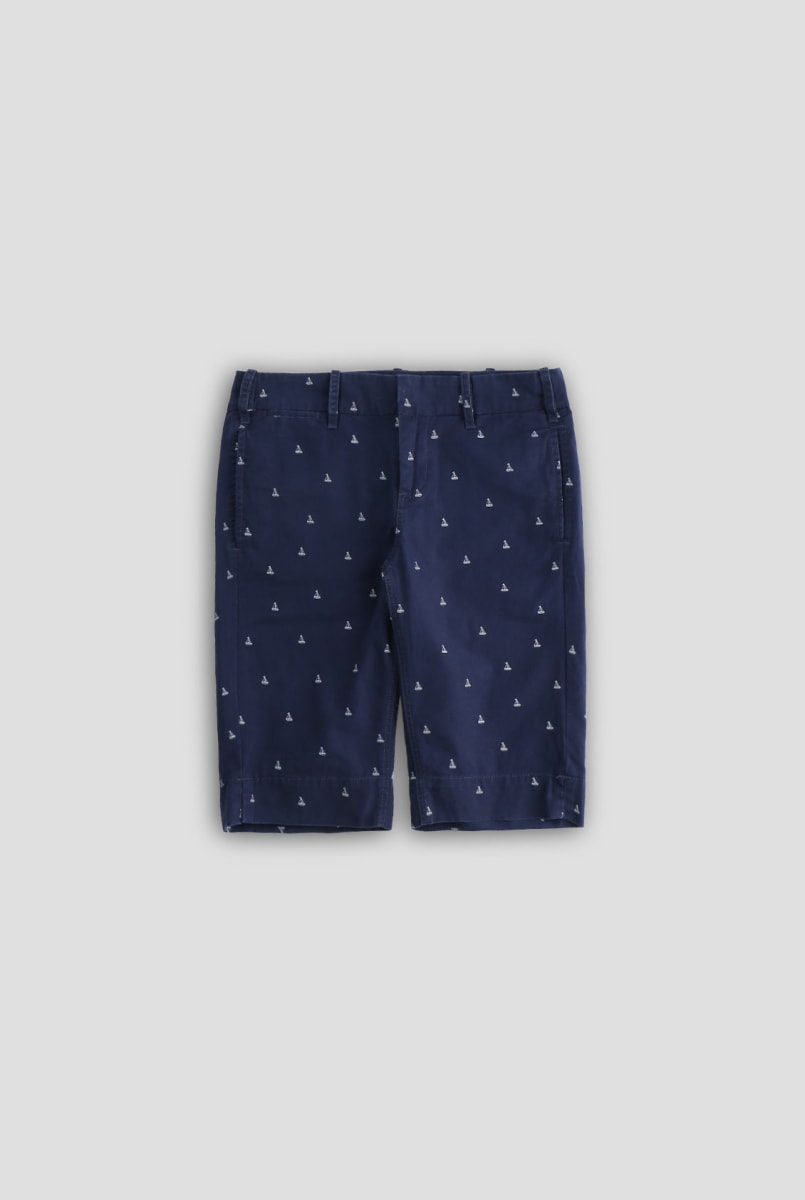 Boat Print Long Short - Navy