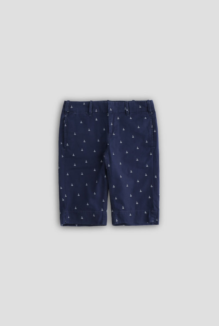 Boat Print Long Short - Navy