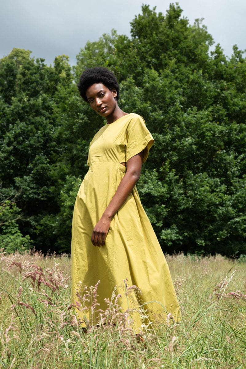Nathalia Organic Cotton Dress - Bright Olive
