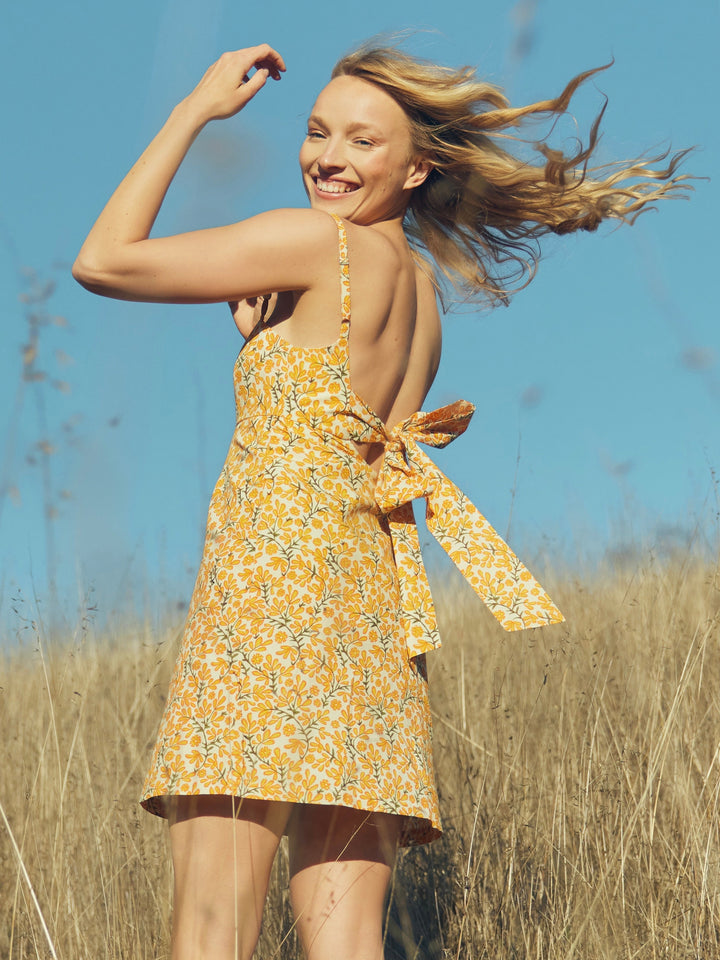 Gloria Mini Dress - Ivory/Clementine Floral