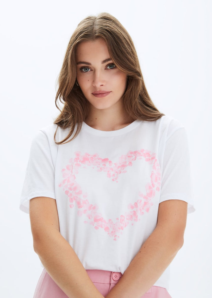Heart Petals Wide T-Shirt - White