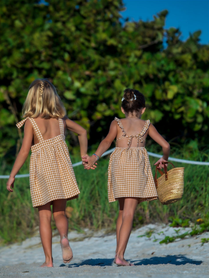 Lara Dress - Caramel Gingham