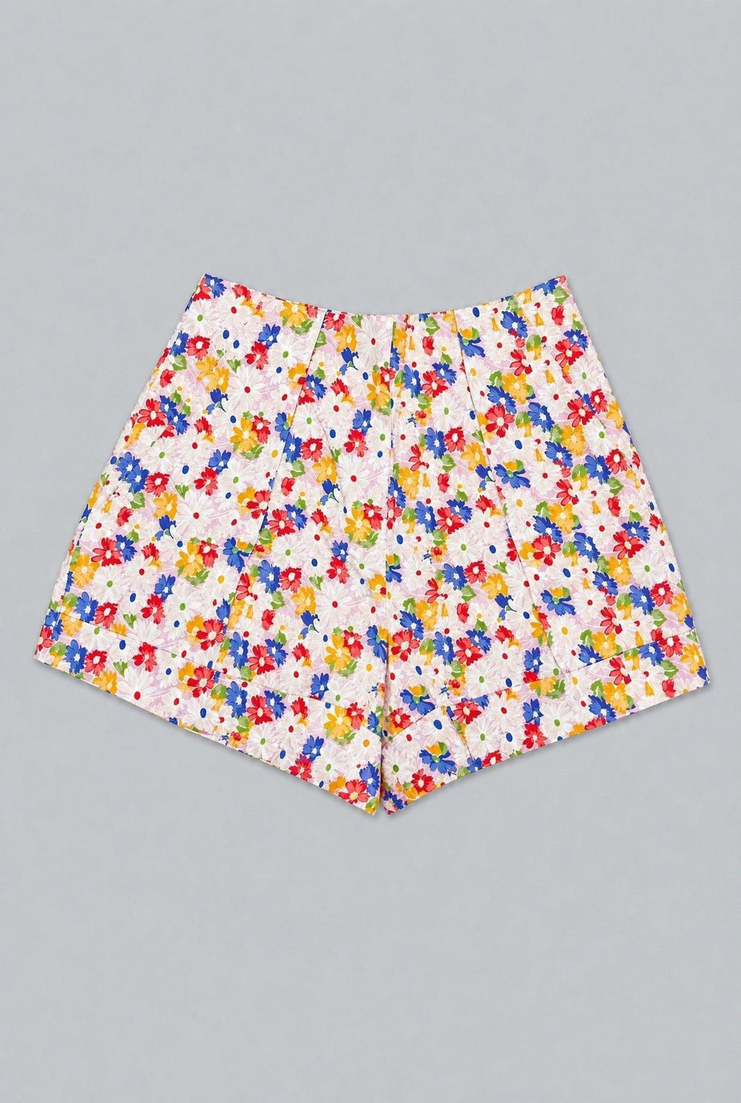 Floral Pleated Shorts - Cream Multi