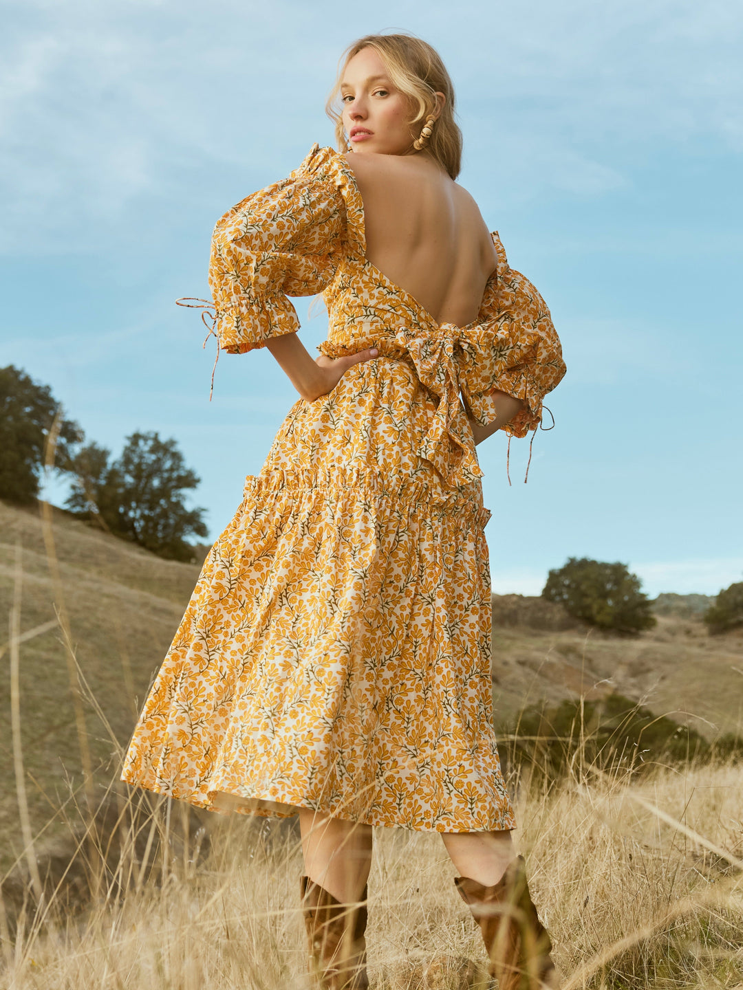 Olivia Midi Dress - Ivory/Clementine Floral